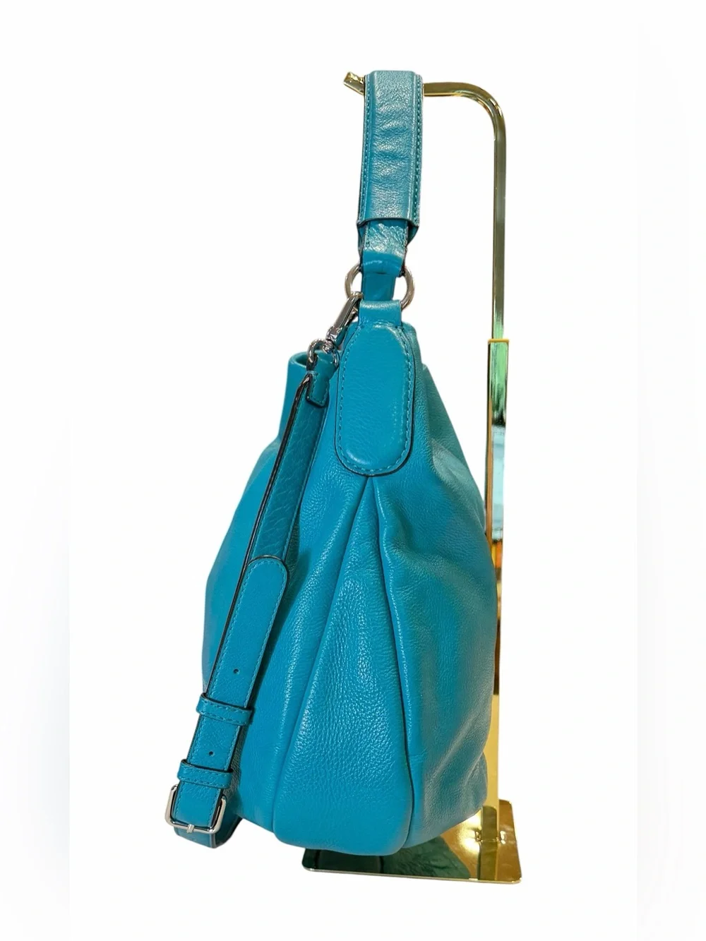 Marc Jacobs Teal Turquoise Leather Hobo/Shoulder Bag Large 14x14 NWOT